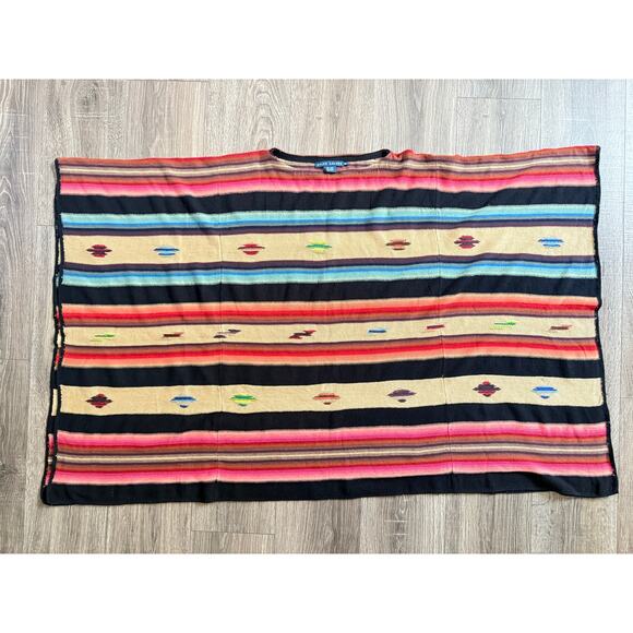 Ralph Lauren Blue Label knitted Poncho Women M/L Multicolor Aztec Indian Western - Picture 6 of 12